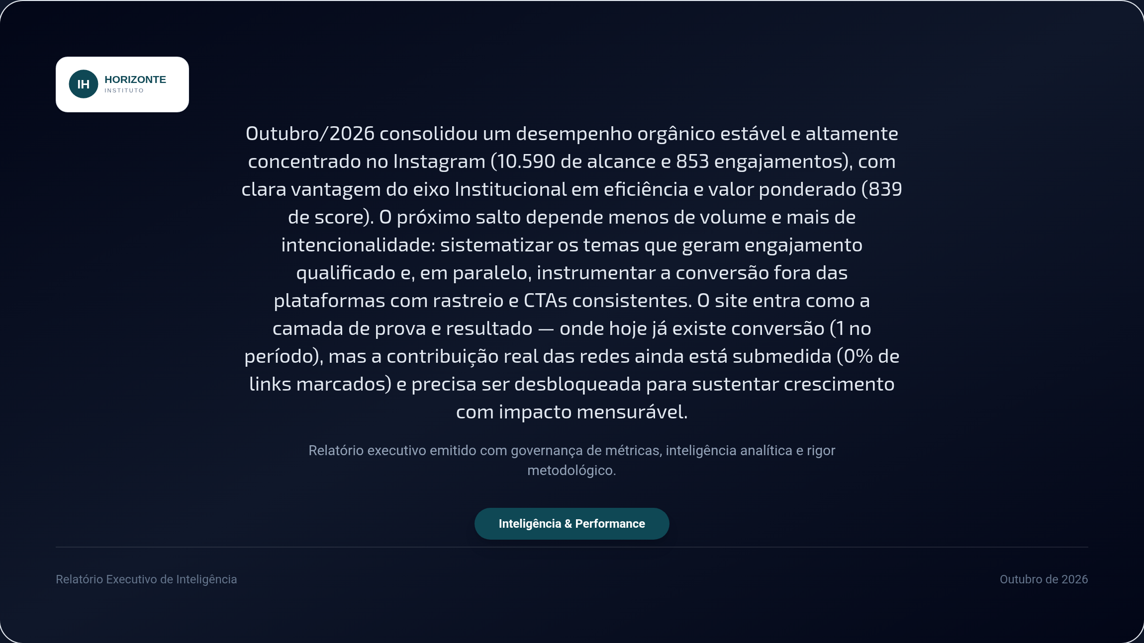 Contracapa do relatório, com a síntese do mês